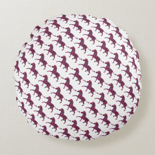 Zebra Silhouette Black and Hot Pink Print Round Pillow