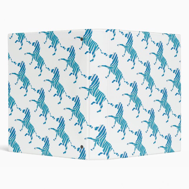 Zebra Silhouette Blue and White Binder (Background)