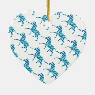 Zebra Silhouette Blue and White Ceramic Ornament
