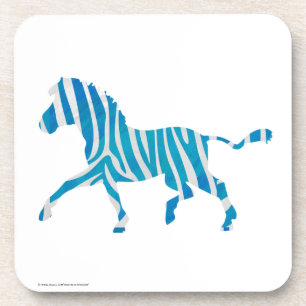 Zebra Silhouette Blue and White Coaster
