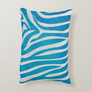 Zebra Silhouette Blue and White Decorative Pillow