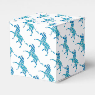 Zebra Silhouette Blue and White Favor Box