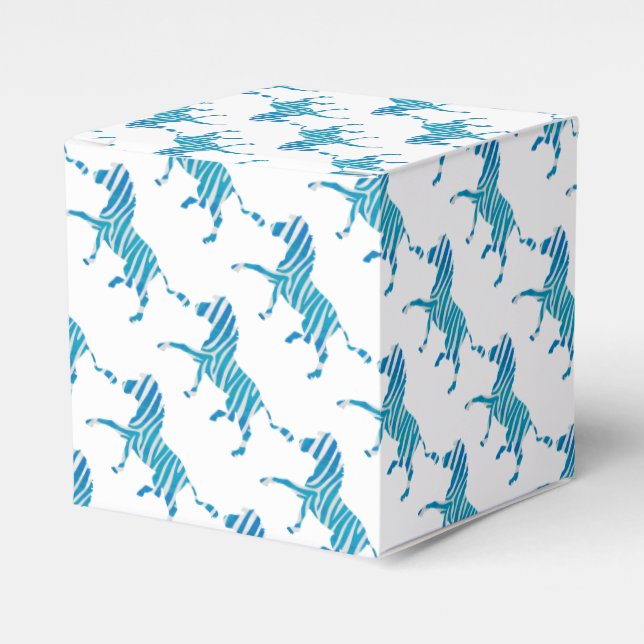 Zebra Silhouette Blue and White Favor Box (Front Side)