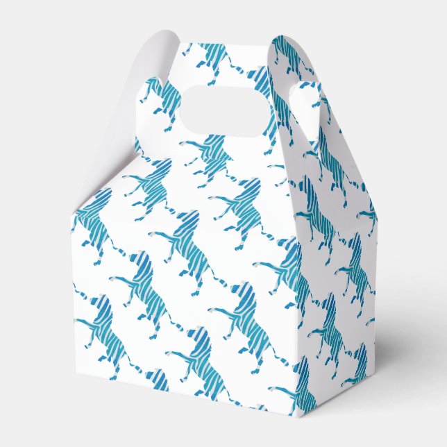 Zebra Silhouette Blue and White Favor Box (Front Side)