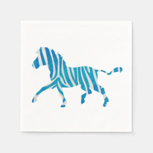 Zebra Silhouette Blue and White Napkin