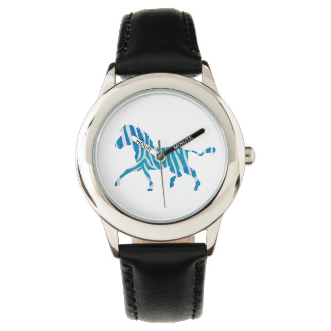 Zebra Silhouette Blue and White Watch (Front)