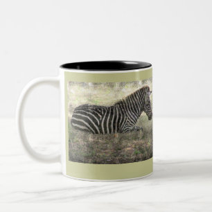 ZEBRA SITTING ON GROUND /PHOTOG/ DIG.MANIP Two-Tone COFFEE MUG