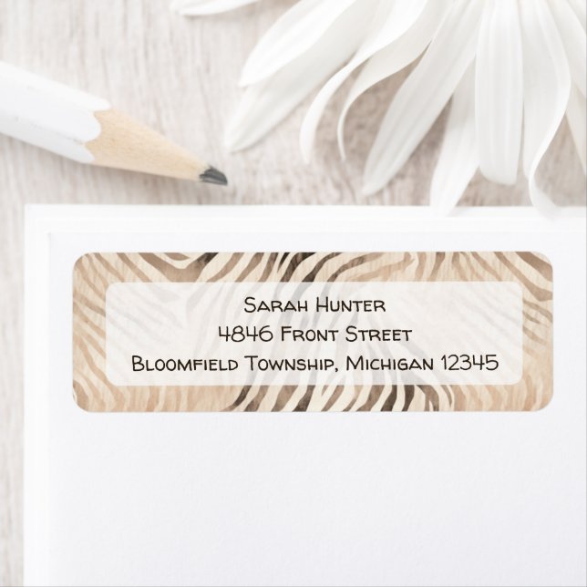 Zebra skin animal , jungle safari return address (Insitu)