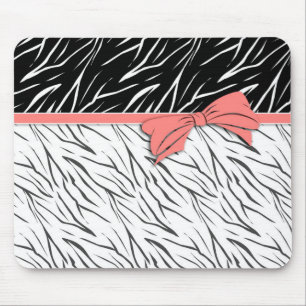 Zebra skin black white tiger leather stripes pink mouse pad