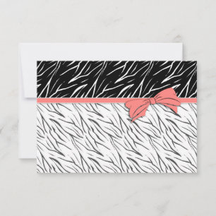 Zebra skin black white tiger leather stripes pink  RSVP card