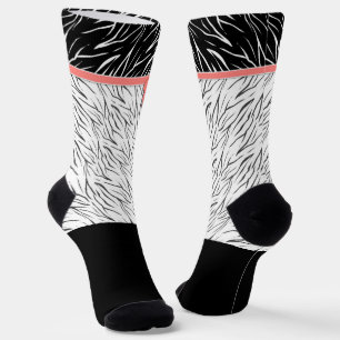 Zebra skin black white tiger leather stripes pink  socks