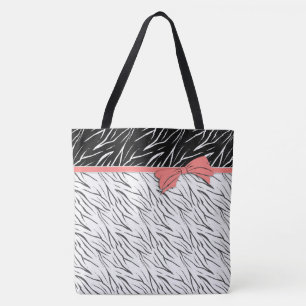 Zebra skin black white tiger leather stripes pink  tote bag