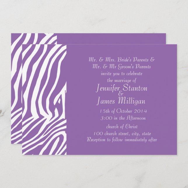 Zebra  skin pattern invitation (Front/Back)