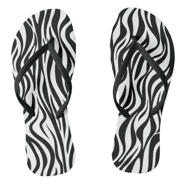 Zebra Skin Print Flip Flops (Footbed)