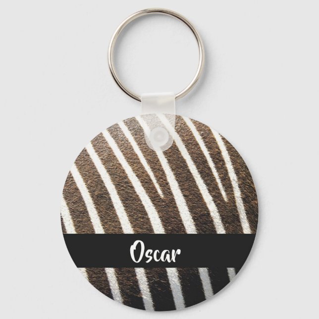 Zebra skin print keychain (Front)