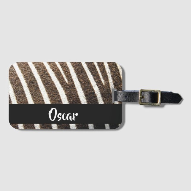 Zebra skin print luggage tag (Front Horizontal)