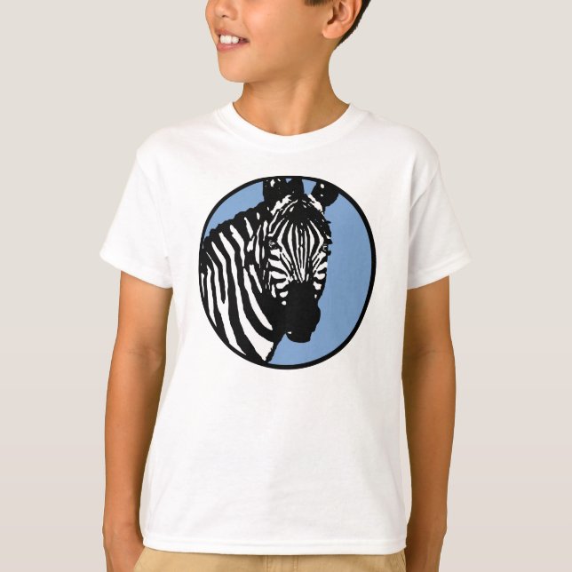 zebra. slate blue circle. T-Shirt (Front)