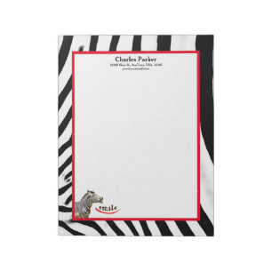 Zebra Smile Black/White/Red Customizable Large Notepad