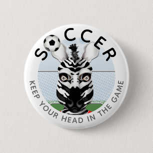 Zebra Soccer  2 Inch Round Button