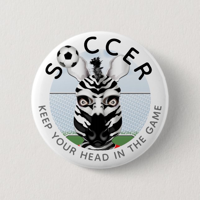 Zebra Soccer  2 Inch Round Button (Front)