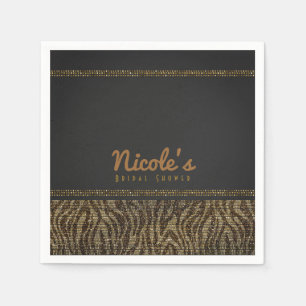 Zebra Sparkle Sequins Glam Chic Modern Party Napkin