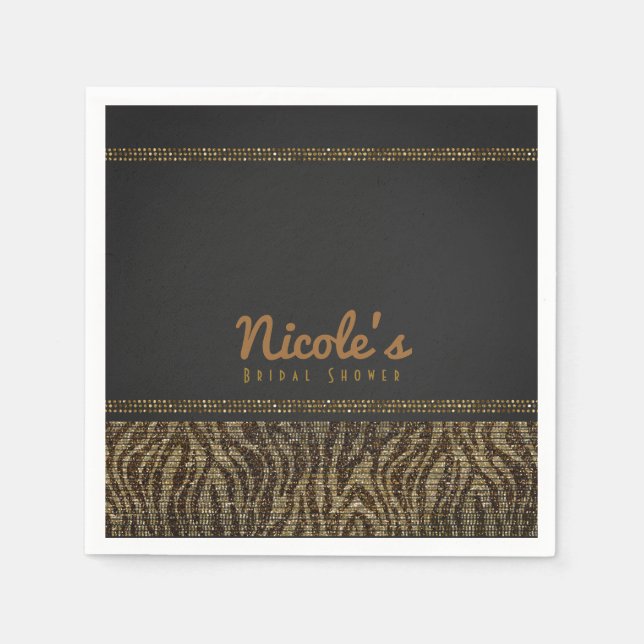 Zebra Sparkle Sequins Glam Chic Modern Party Napkin (Front)