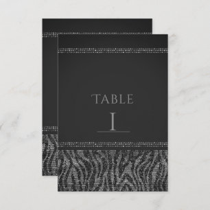 Zebra Sparkle Silver Black Glam Chic Table Number