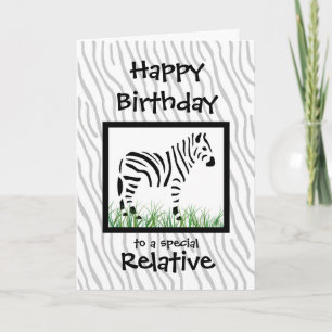 Zebra Special Relative birthday Personalize Card