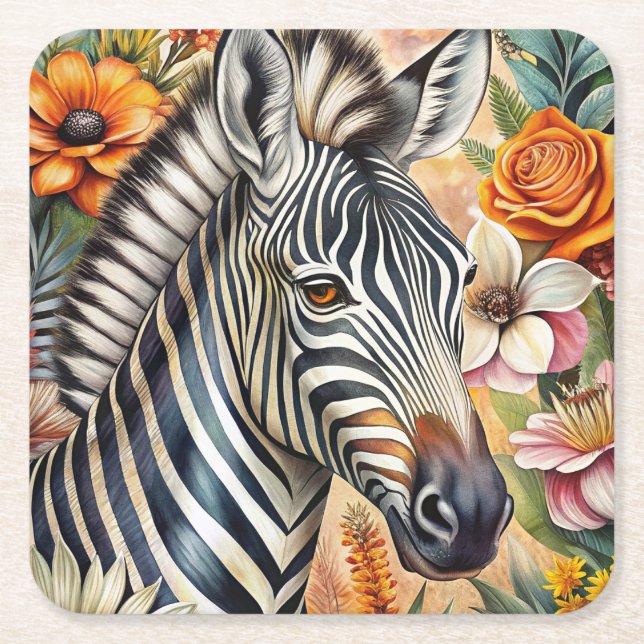 Zebra Square Paper Coaster (Front)