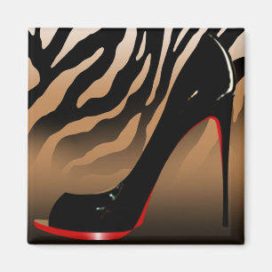 "Zebra Stiletto" (tan) by Cheryl Daniels Magnet