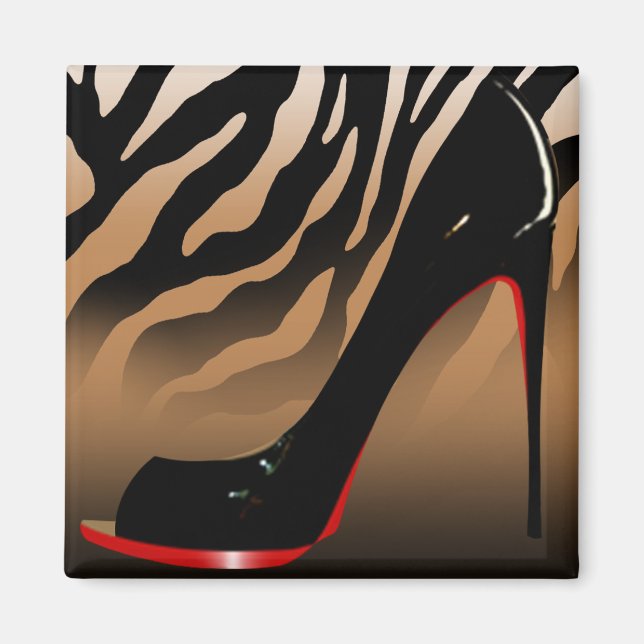 "Zebra Stiletto" (tan) by Cheryl Daniels Magnet (Front)