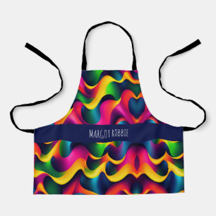 Zebra Strides Waves Rainbow Isometric Pattern Apron
