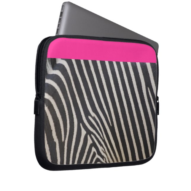 zebra stripe and pink laptop sleeve (Front Right)