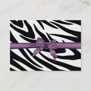 Zebra Stripe and Purple Ribbon Seating Card