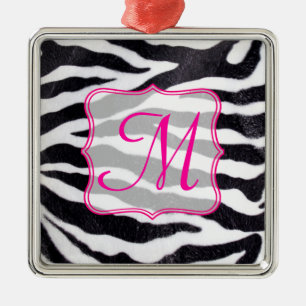 Zebra Stripe Animal Prin Monogramme Ornement initi