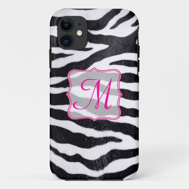 Zebra Stripe Animal Print Monogram IPHONE 5 Case (Back)