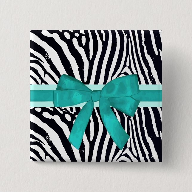 Zebra Stripe Animal Print Pattern 2 Inch Square Button (Front)