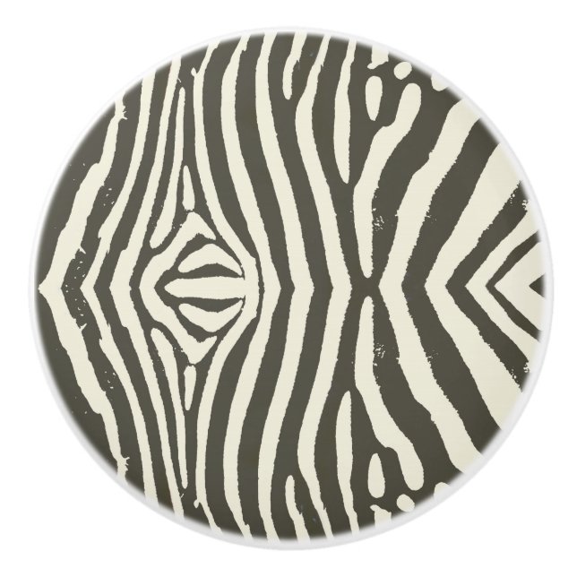 Zebra Stripe Animal Print Pattern Ceramic Knob (Front)