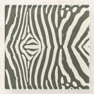 Zebra Stripe Animal Print Pattern Glass Coaster