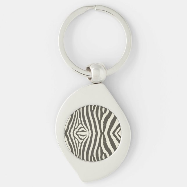 Zebra Stripe Animal Print Pattern Keychain (Front)