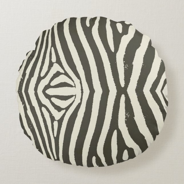 Zebra Stripe Animal Print Pattern Round Pillow (Front)