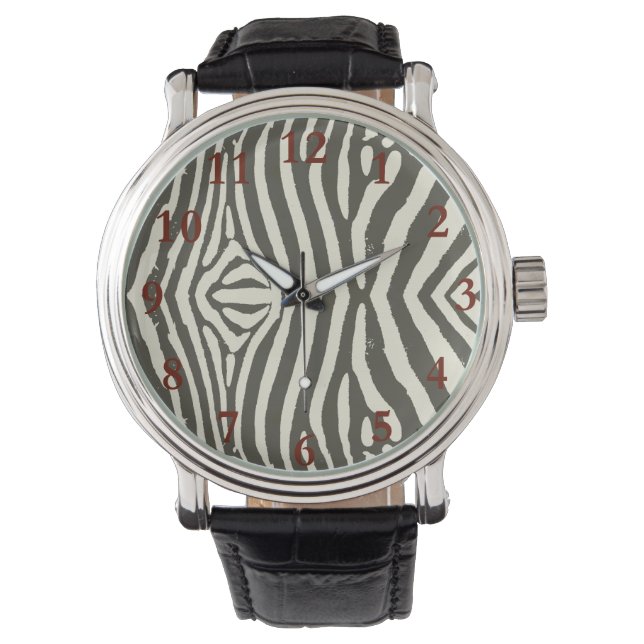 Zebra Stripe Animal Print Pattern Watch (Front)