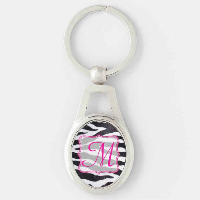 Zebra Stripe Animal Print Wild Digital Key Chain (Front)