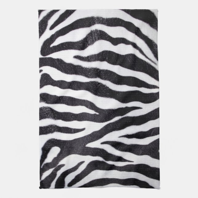 Zebra Stripe Animal Print Wild Kitchen Dish Towel (Vertical)