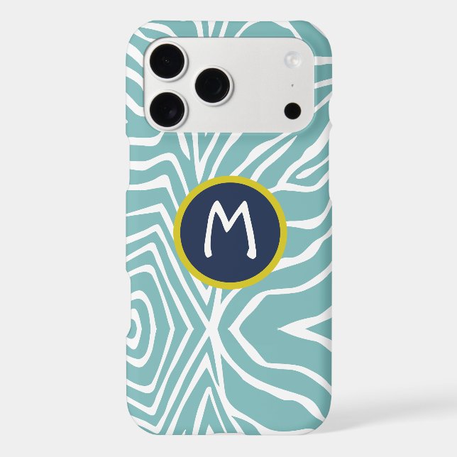 Zebra Stripe Any Colour Blue Monogram (Back)