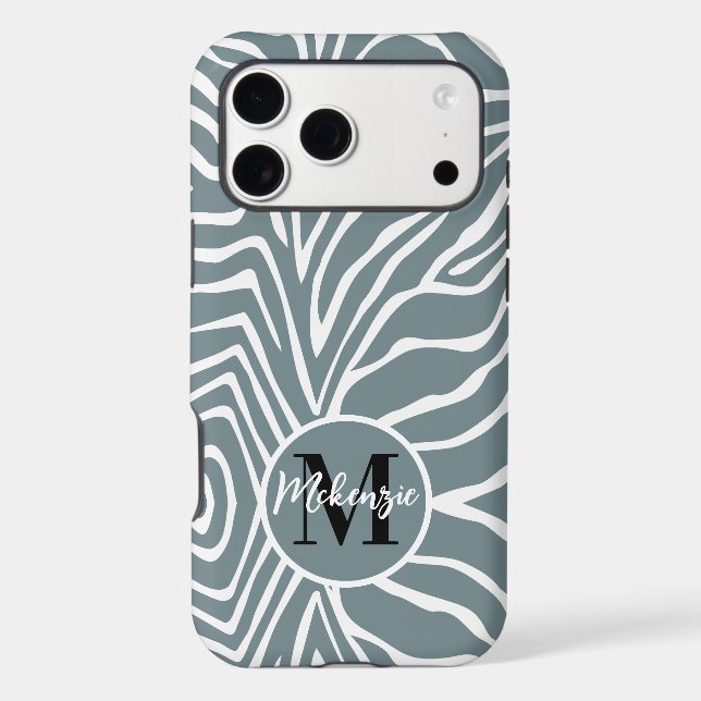 Zebra Stripe Any Colour Personalize Monogram iPhon (Back)