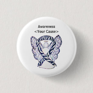 Zebra Stripe Awareness Ribbon Angel Art Button