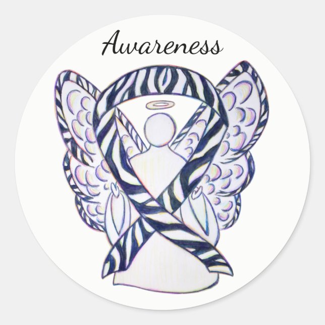 Zebra Stripe Awareness Ribbon Angel autocollants (Devant)