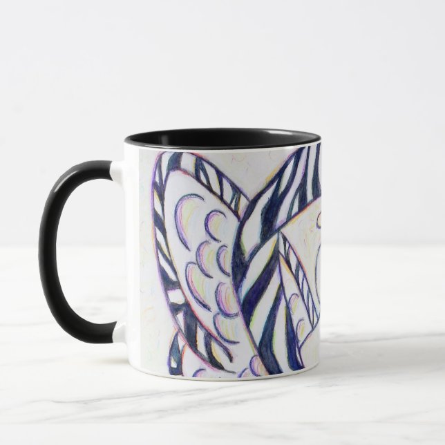 Zebra Stripe Awareness Ribbon Angel Coffee Mugs (Gauche)