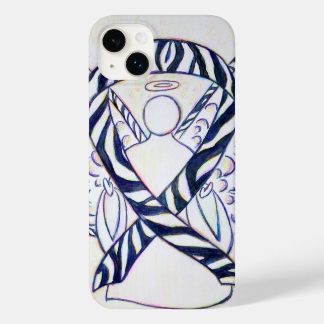 Zebra Stripe Awareness Ribbon Angel iPhone Case (Back)